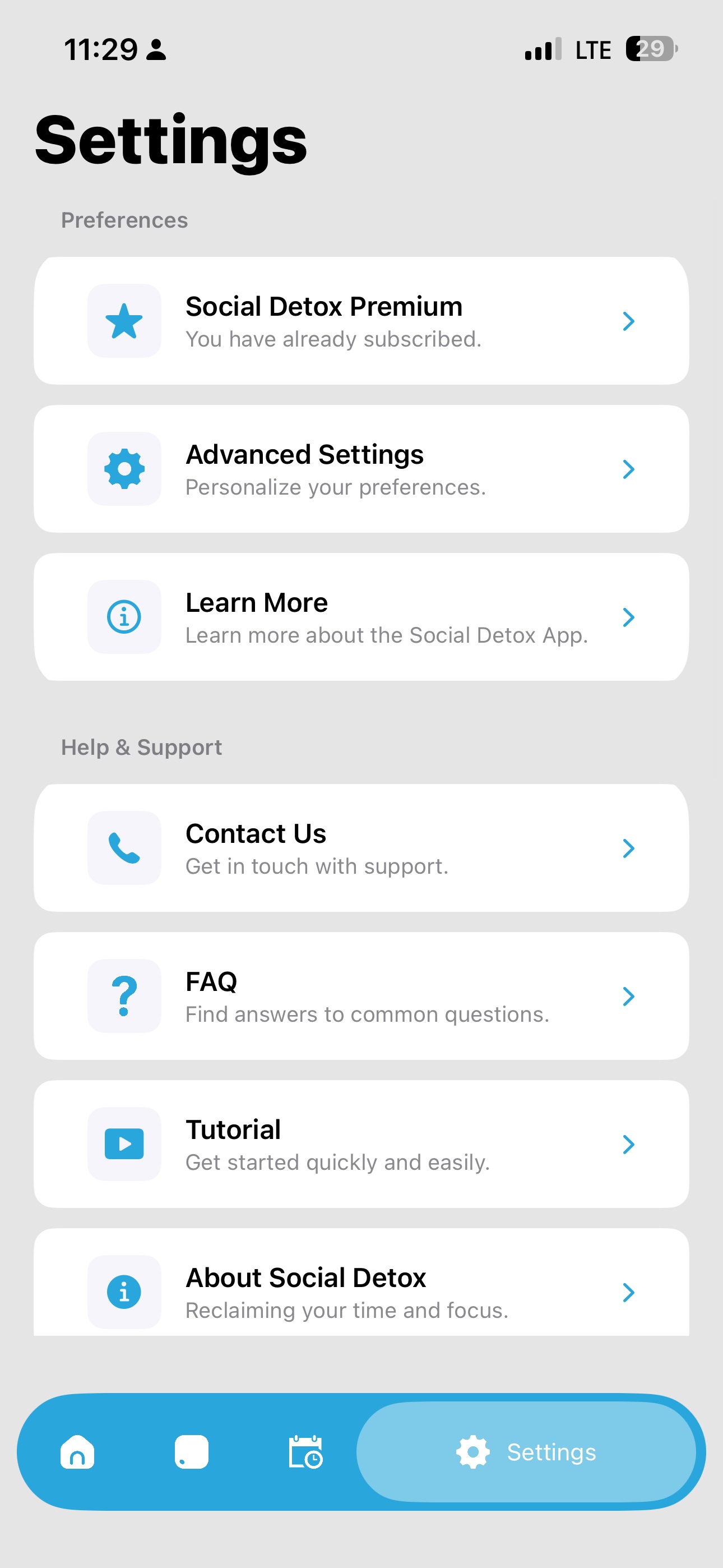 Settings and preferences