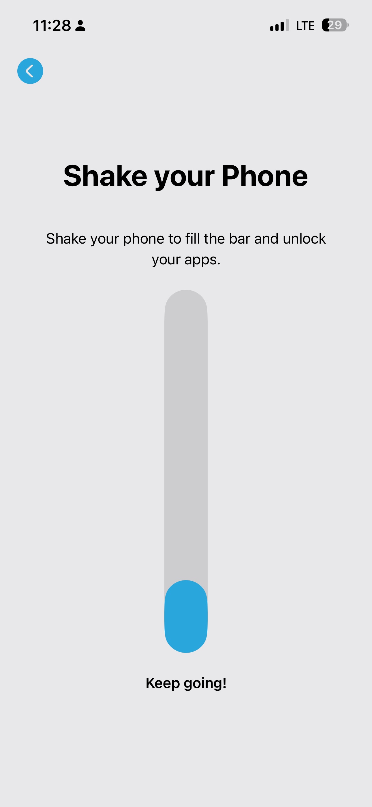 The Shake your Phone barrier challenge in the Social Detox app